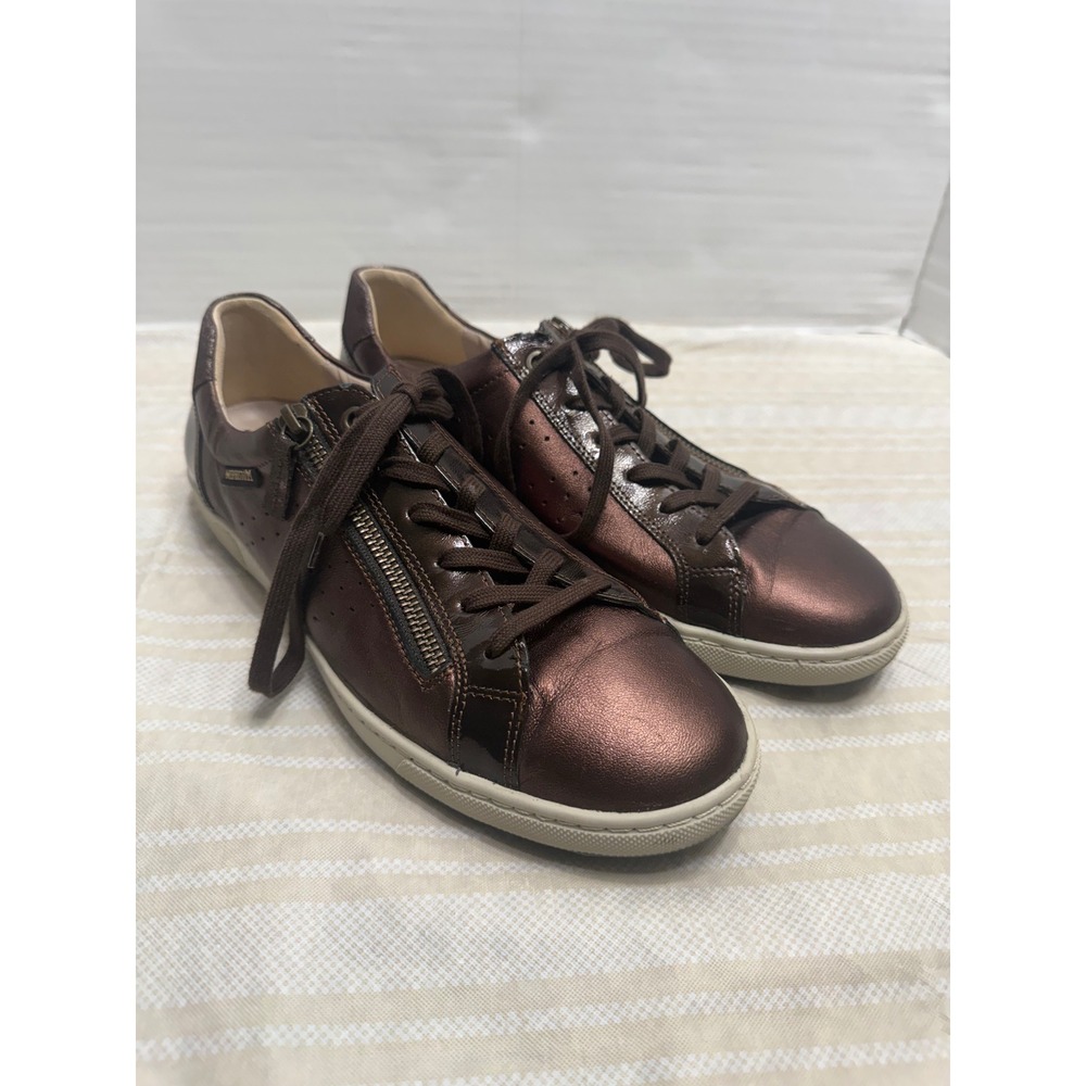 Mephisto‎ Womens Bronze Metallic Leather Side Zip Sneakers Air-Relax US 10